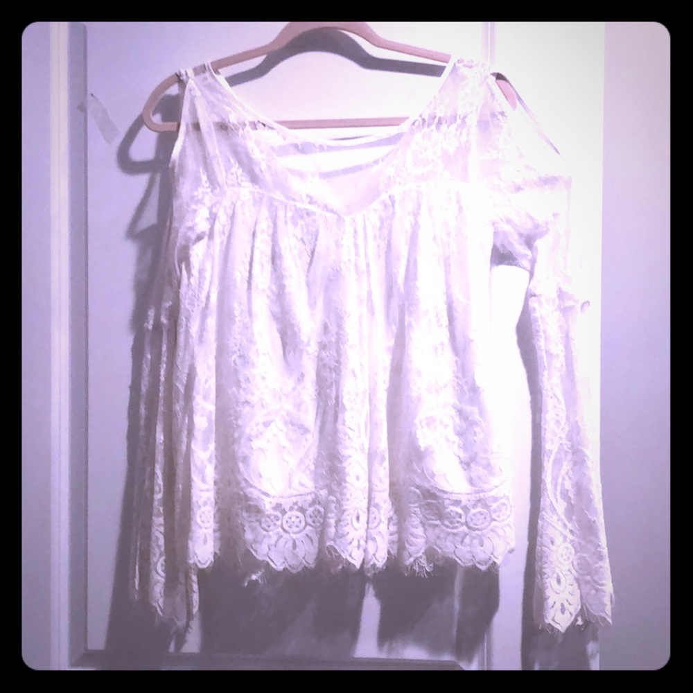 Abercrombie cold shoulder lace top.